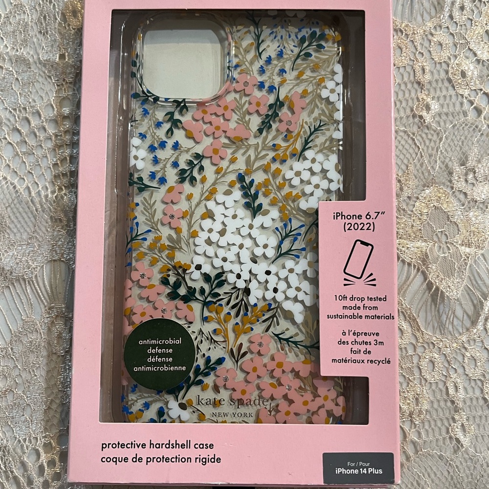 Kate Spade Floral iPhone 14 Plus Case - Pink